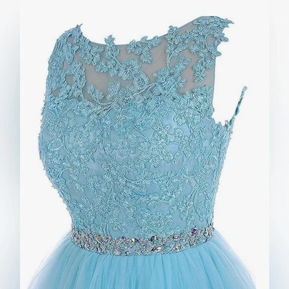 New Appliques Prom Dresses Short Tulle Homecoming Party Cocktail Gowns - Picture 3 of 14